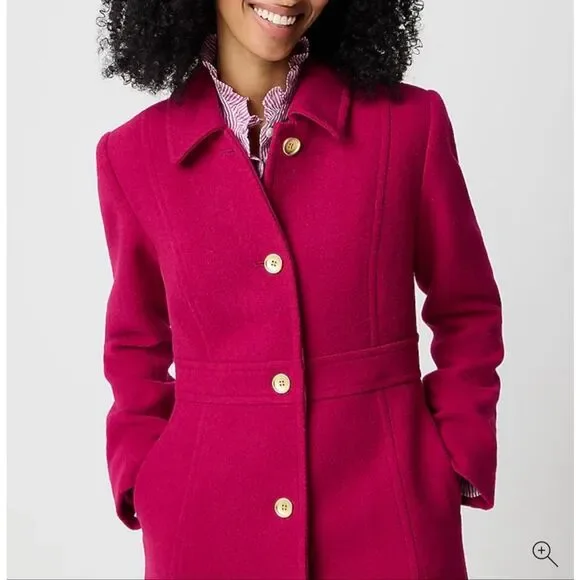 J. Crew wool blend Lady day coat in brilliant berry size 4 NWT - Picture 2 of 11
